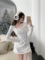 White Long Sleeve Dress  PL52649