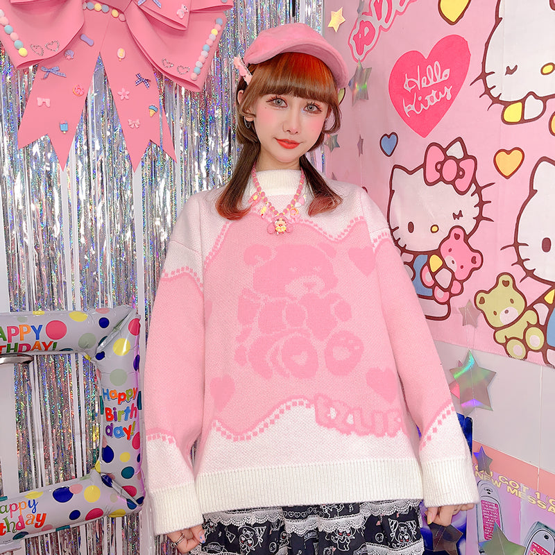 Harajuku bear print sweater  PL52715