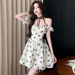 White Butterfly Print Dress  PL52384