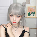 Short straight silver gray wig PL51849