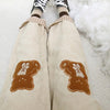 Cute bear embroidered casual pants  PL52533