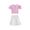 Cute pink top + white skirt PL51924
