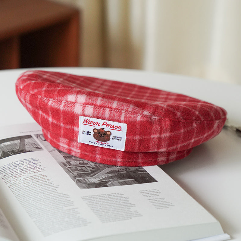 Red Check Beret   PL51230