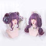 Purple long curly wig PL50482