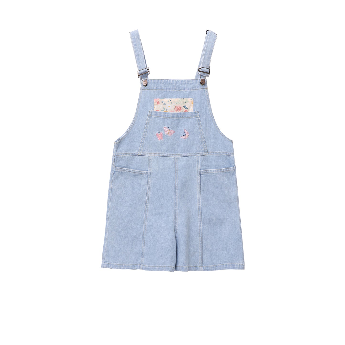 Embroidered denim overalls PL50643