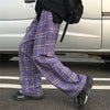 Hip hop plaid wide leg pants  PL20875