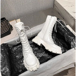 Black + white mid-tube boots PL51177