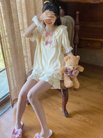Cute yellow short-sleeved pajama suit top + shorts PL51761