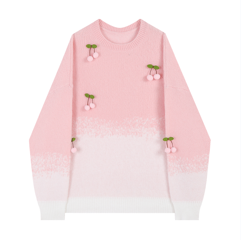 Ombre Pink Cherry Knit Sweater PL52806