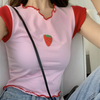 Lolita Strawberry Stitching Short Sleeve T-Shirt    PL20170