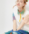 Embroidered colorblock short-sleeved T-shirt PL20398