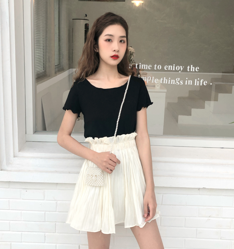 Lace-up backless short-sleeved t-shirt PL20425