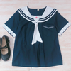 Cute embroidered navy collar shirt PL20468