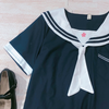 Cute embroidered navy collar shirt PL20468