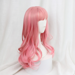Cute pink long curly wig PL50321