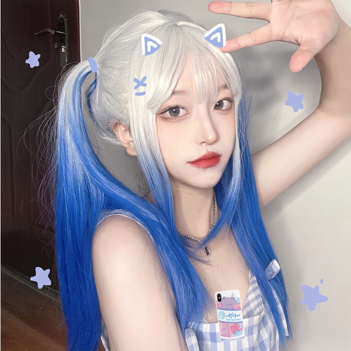 Blue and white gradient wig PL50798