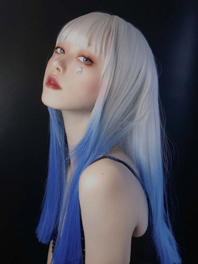 Blue and white gradient wig PL50798