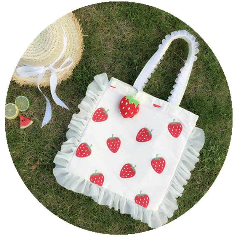 Chic strawberry canvas bag PL50295