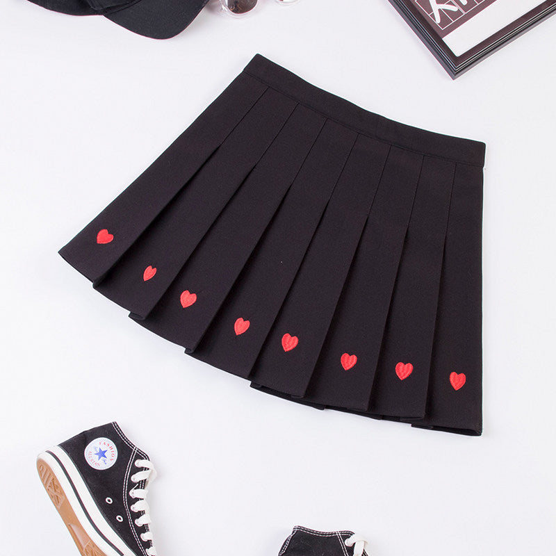 Lolita love embroidery pleated high waist skirt    PL20169