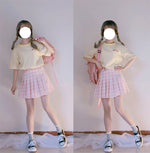 Pink plaid high waist skirt  PL20014