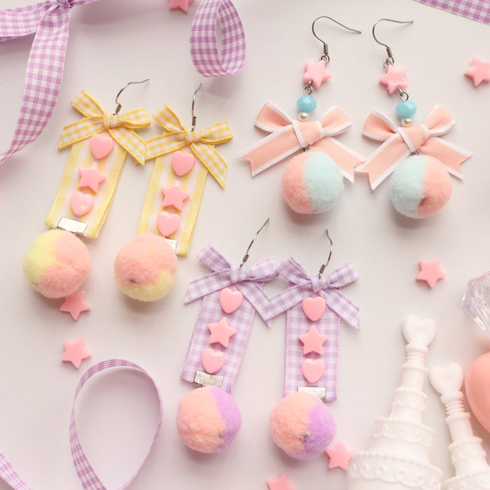 Lolita Two-color hair ball earrings     PL20132