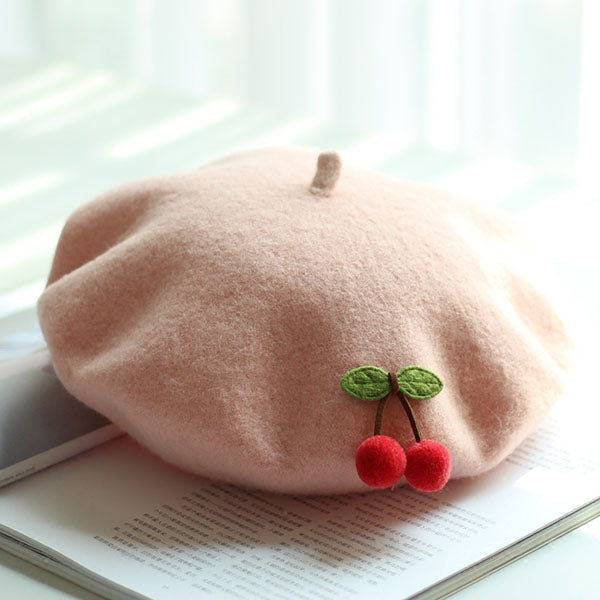 Wool cherry beret PL10194