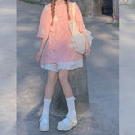 Pink T-shirt + white skirt two-piece set  PL52537