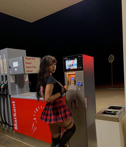 Red Plaid Pleated Skirt PL50147