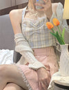 apricot camisole+ pleated skirt+ knitted jacket  PL52221